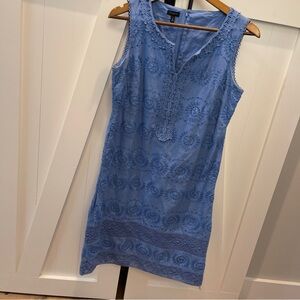 Talbots Dress Womens Size 8 Blue Floral Lace Eyelet Sheath Sleeveless